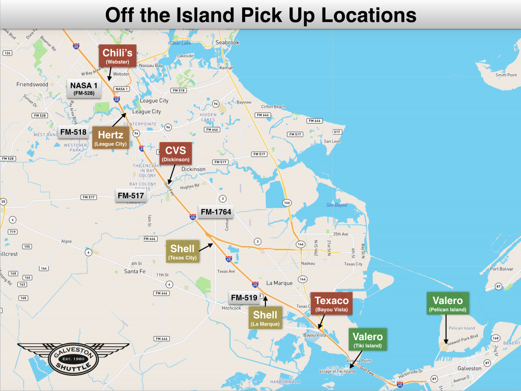 Off Island Pickup Locations Map